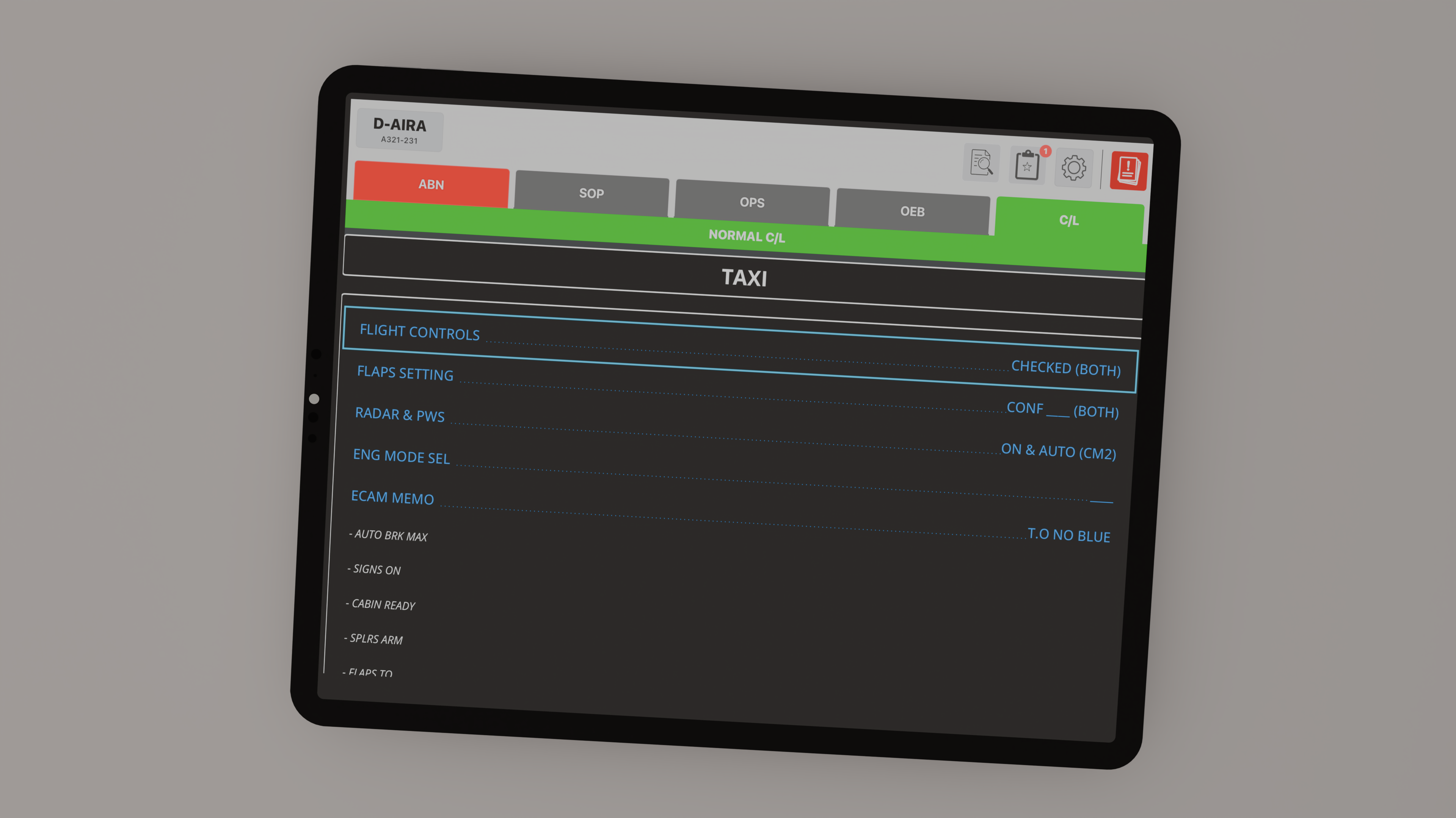 Bright Mode normal checklist